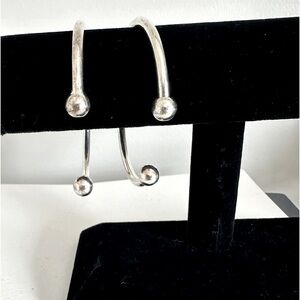 2 Silver Style Cuff Bracelets, Very Pretty With Balls On‎ Ends